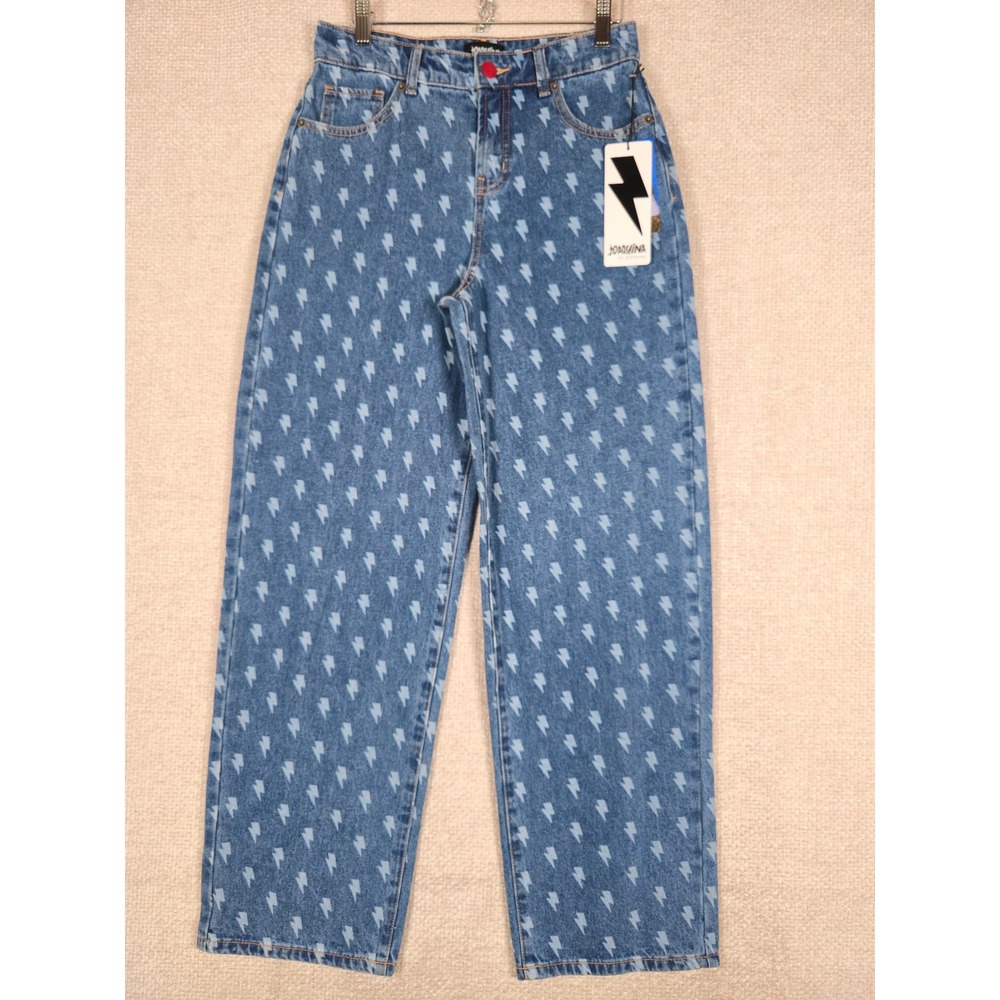 Joaquina for JCPenney Lightning Bolt Print Wide Leg Jeans Blue Size‎ 2 NEW